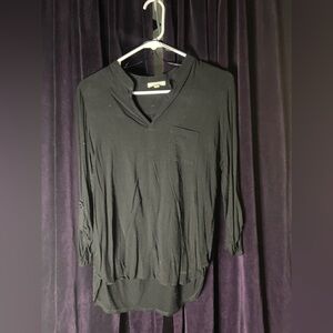 PLEIONE•XS•black 3/4 long button up sleeve v-neck blouse •from nordstroms